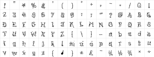 Kingthings Flashbang regular font glyphpreview
