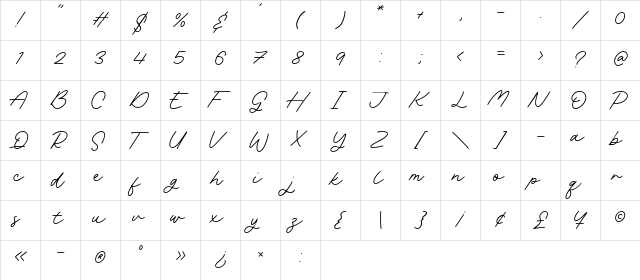 Rachel Bowie Regular font glyphpreview