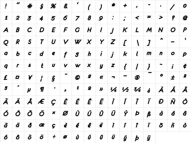 eurofurence bolditalic font glyphpreview