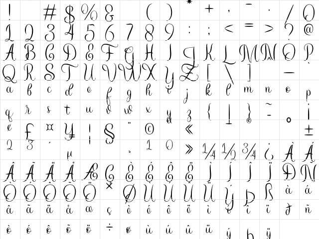 Everloved Regular font glyphpreview