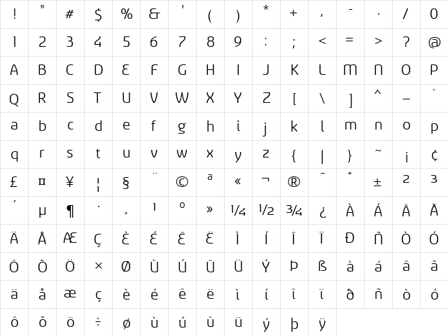 Sancoale Regular font glyphpreview