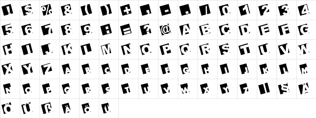 BIGARIALLEFT Regular font glyphpreview