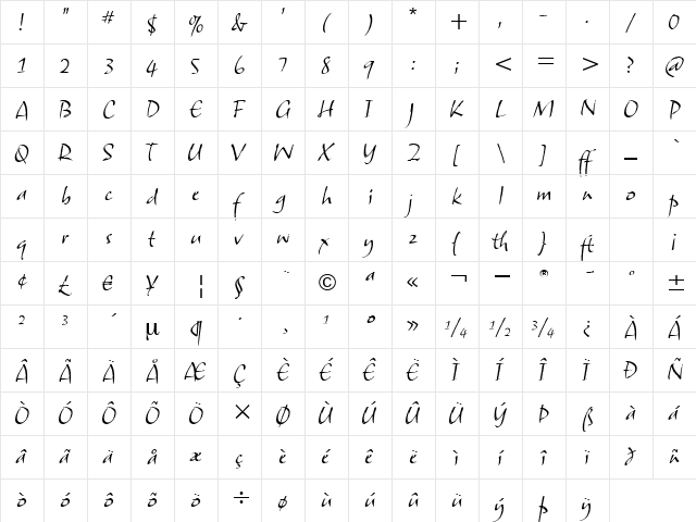 SamuelITC TT Regular font glyphpreview