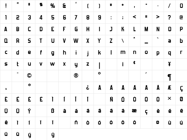 Forgotten Futurist Bold font glyphpreview