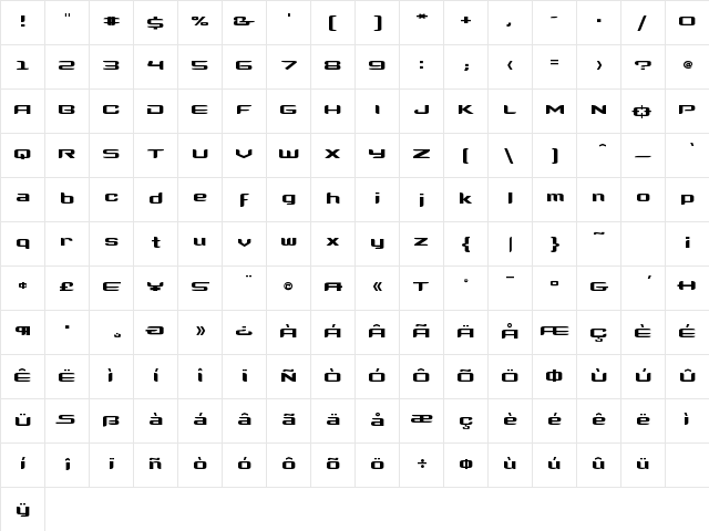 CloneWars Regular font glyphpreview