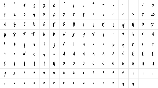 Mick's Regular font glyphpreview
