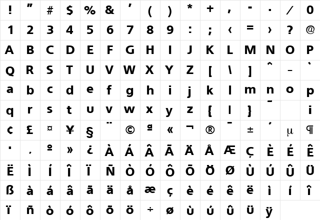 Quebec-Serial-Heavy Regular font glyphpreview