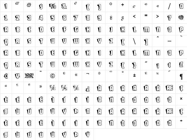 ShoCard Caps NF Regular font glyphpreview