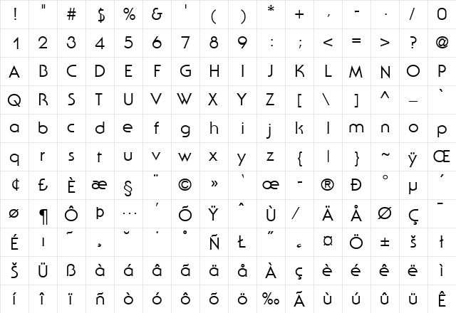 SerifGothic Regular font glyphpreview
