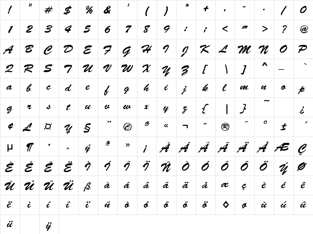 TOMASO Regular font glyphpreview
