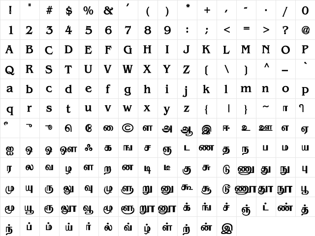 TSC Komathi Regular font glyphpreview