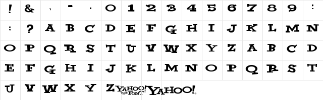 Yahoo! Regular font glyphpreview