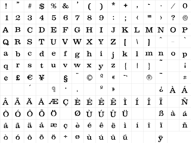 ClareAntique Regular font glyphpreview