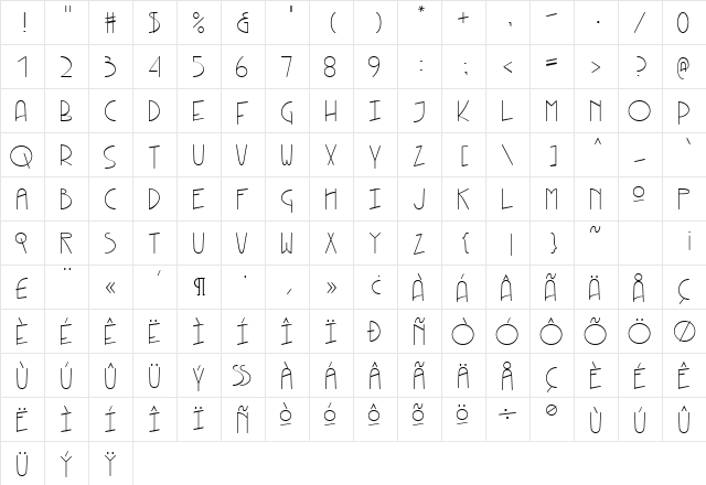 KneeblsThin Regular font glyphpreview