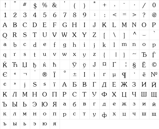 AGPresquire Roman font glyphpreview