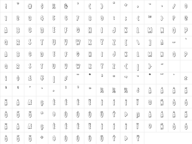 Young Frankenstein 3D Regular font glyphpreview