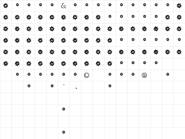 Stucked in Gears Regular font glyphpreview