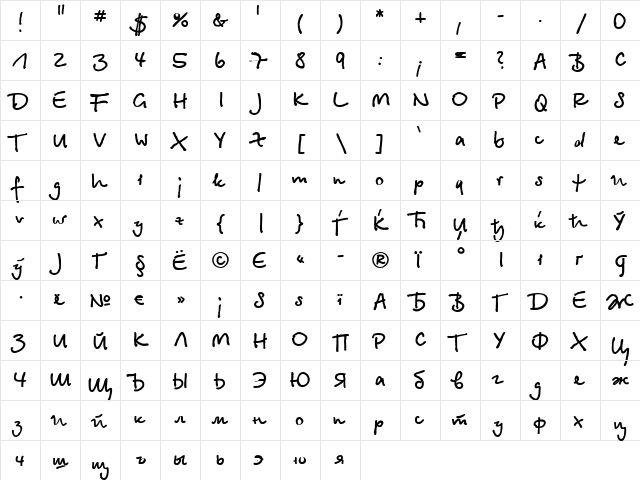 BetinaScriptC Bold font glyphpreview