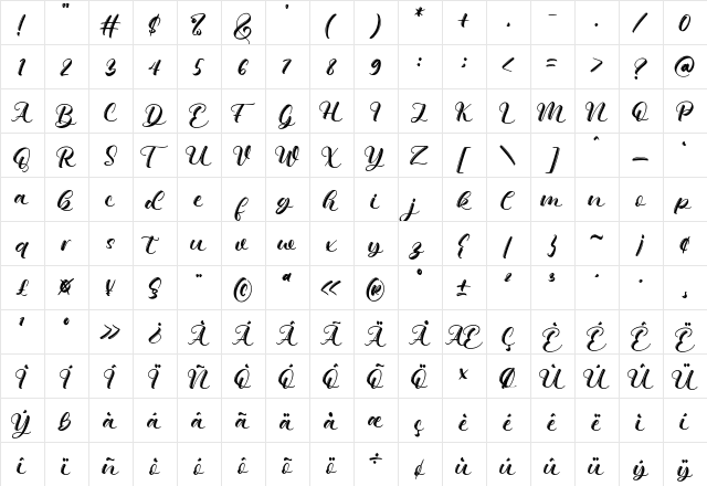 Qimberly Regular font glyphpreview
