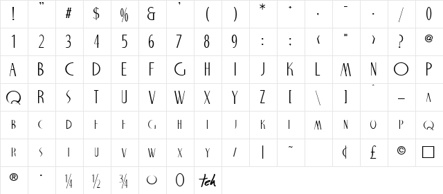 NiteClub Normal font glyphpreview