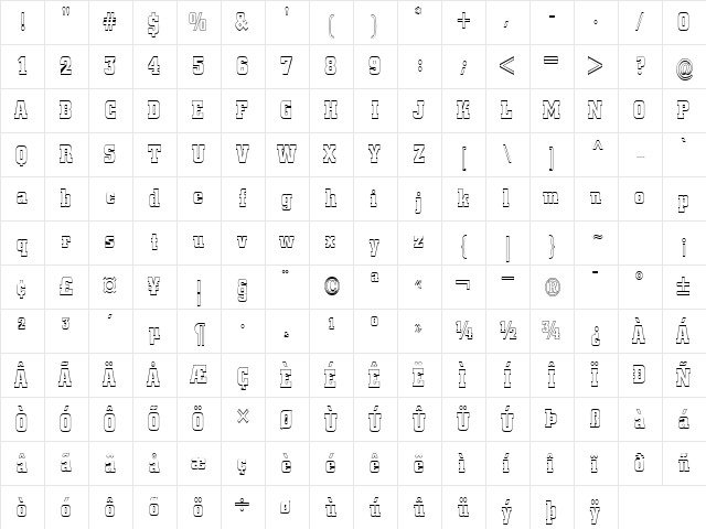BorghsHollowCondensed Normal font glyphpreview