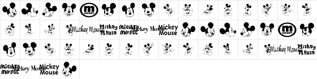 mickey m tfb Regular font glyphpreview