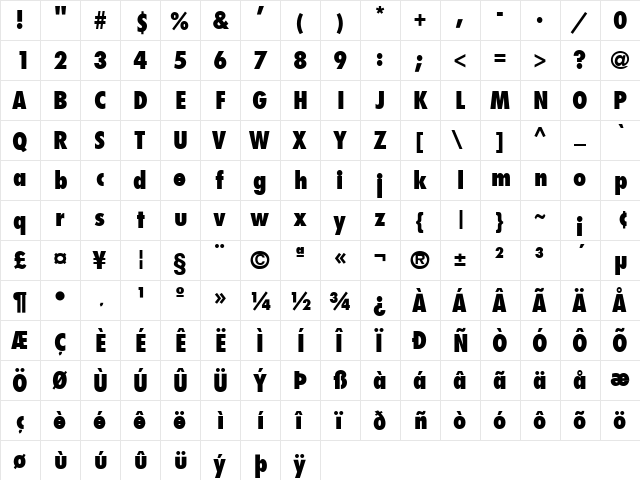 FujiyamaExtraBold Regular font glyphpreview