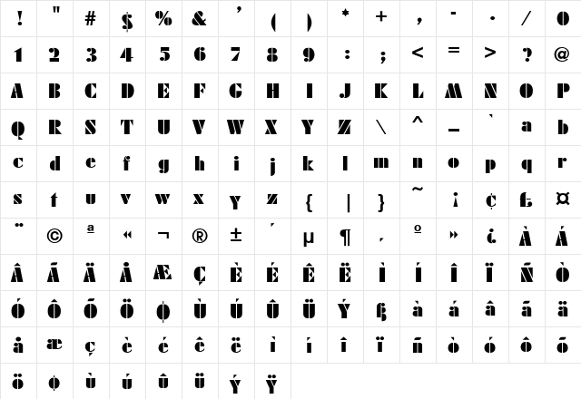 FujiyamaBlack Regular font glyphpreview