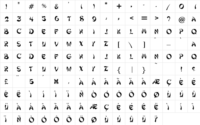 Shantung Regular font glyphpreview