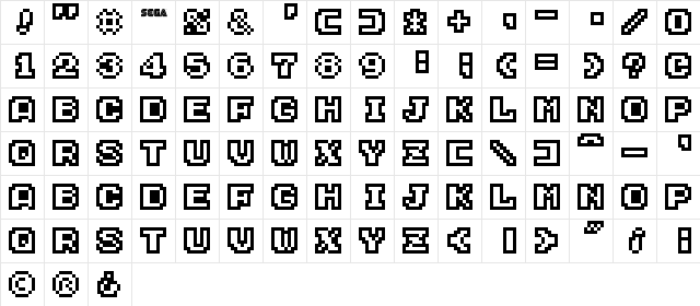 Service Games Oldskool Outline Outline font glyphpreview