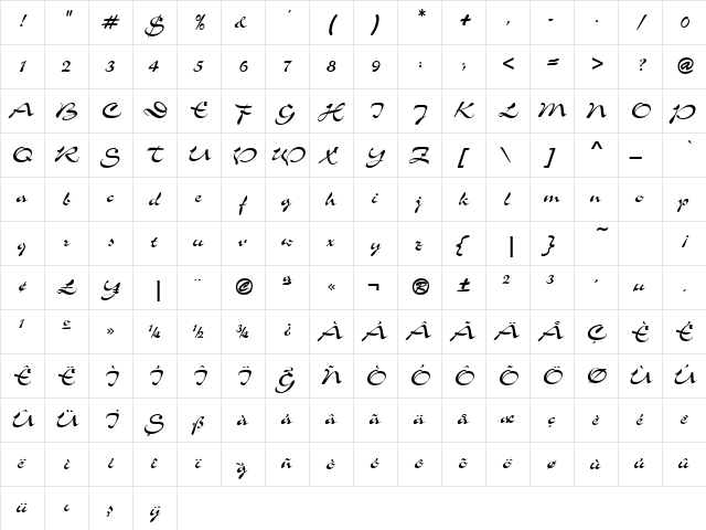 TR Shogun Regular font glyphpreview