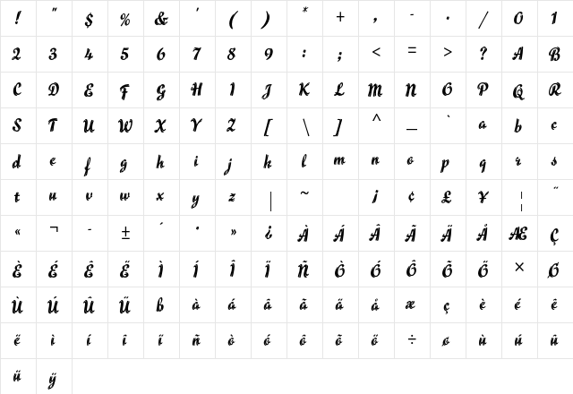 Flamme Std Regular font glyphpreview