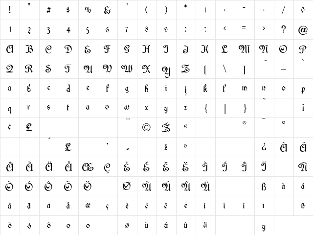 Library Text Normal font glyphpreview