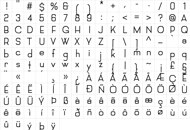 FilipiFont Regular font glyphpreview