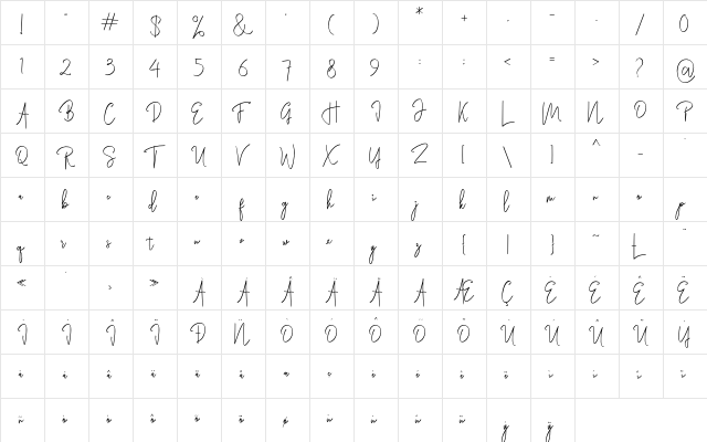 Rasendrya Regular font glyphpreview