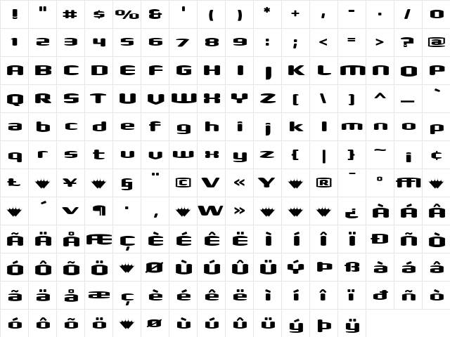 Shimano Regular font glyphpreview