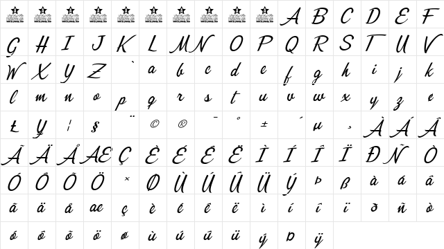 Misterios del Amor Personal Use Regular font glyphpreview