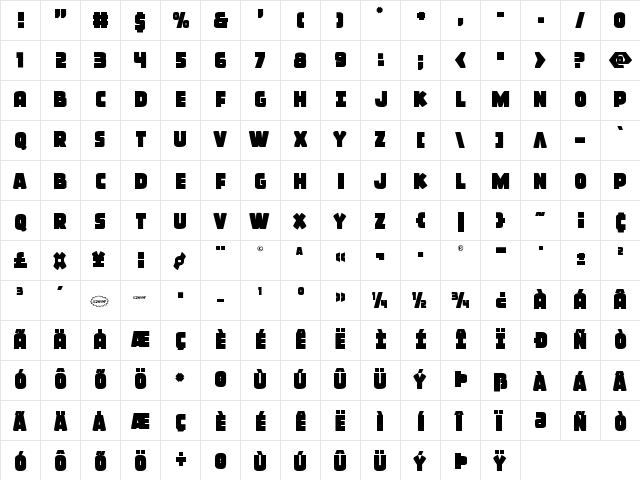 Frost Giant Staggered Regular font glyphpreview