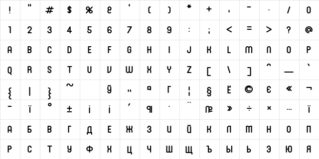 RonInset2 Normal font glyphpreview