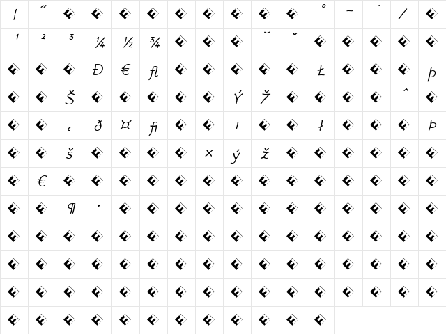 Rattlescript-LightObliqueExp Regular font glyphpreview