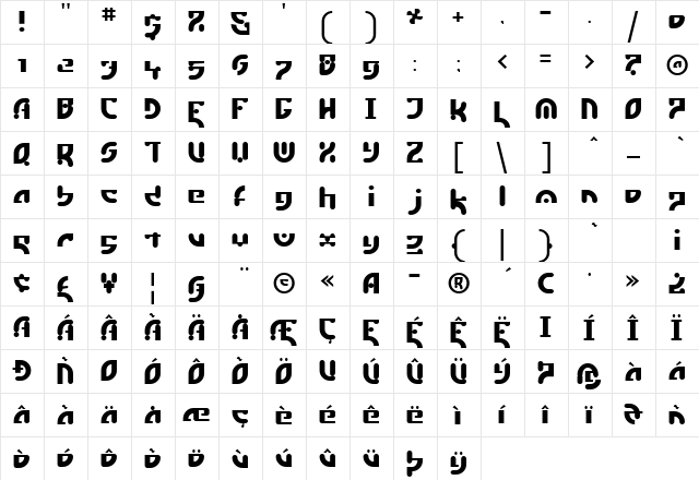 Estuki Regular font glyphpreview
