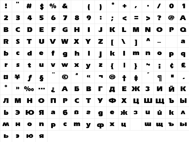 Eri-Black Regular font glyphpreview