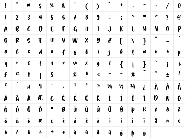 Flash on Saturday Night Regular font glyphpreview