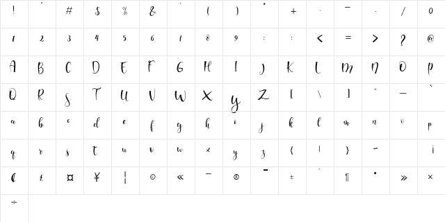 raisya Regular font glyphpreview