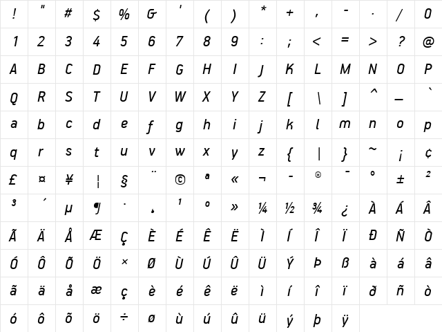 PF Handbook Pro Italic font glyphpreview