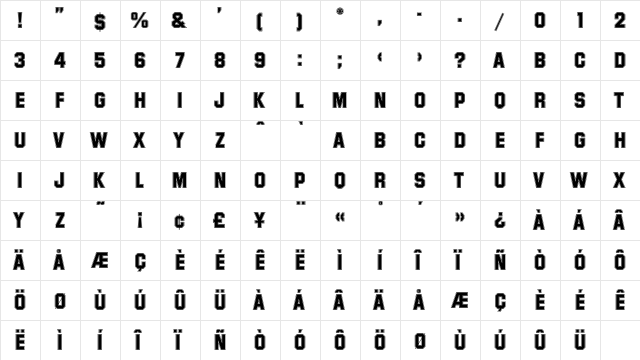 Superstar .. Plain font glyphpreview