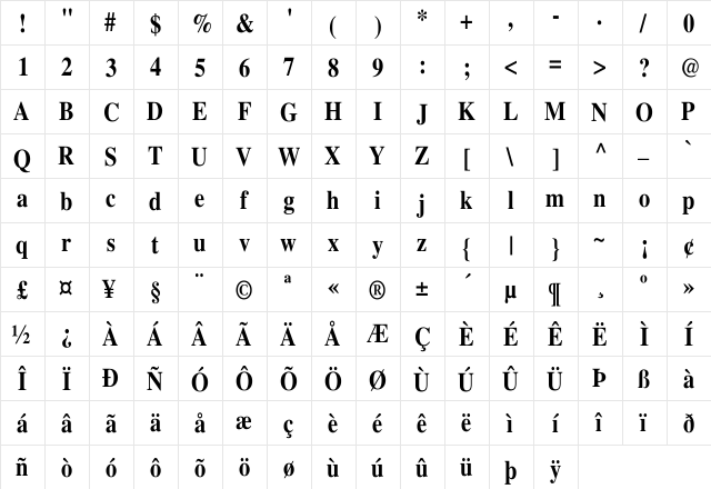 Times-Bold Th Regular font glyphpreview