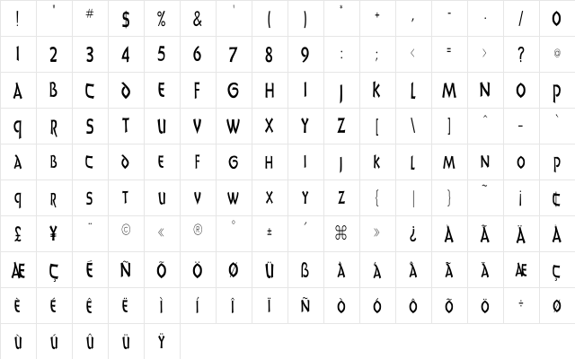 UnciaDis Cn Regular font glyphpreview