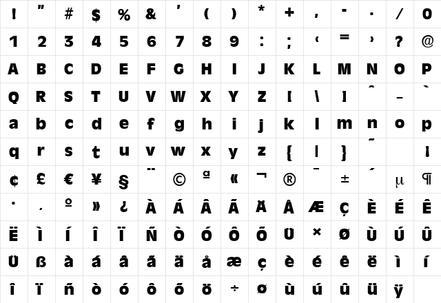 RavennaSerial-Heavy Regular font glyphpreview