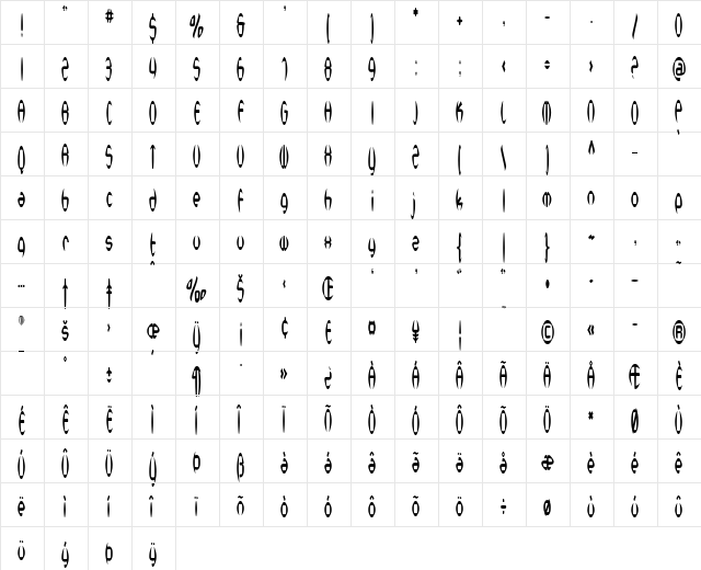 SF Synthonic Pop Condensed Regular font glyphpreview